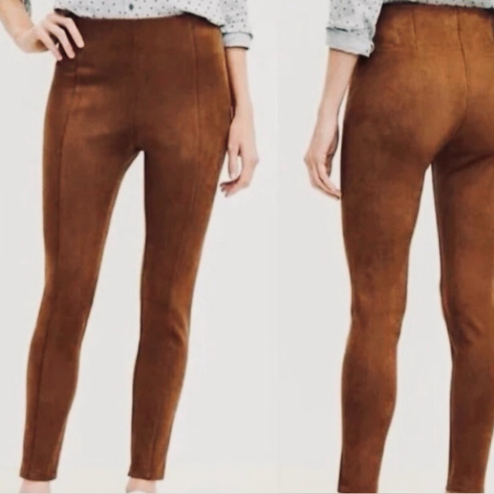 LOFT Camel Brown Tan Faux Suede Side Zip Leggings Size 2 Great condition!